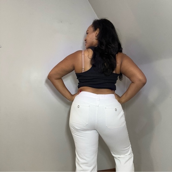 Vintage Tommy Hilfiger jeans mid rise white pants flare leg cropped denim Y2K - Picture 5 of 16